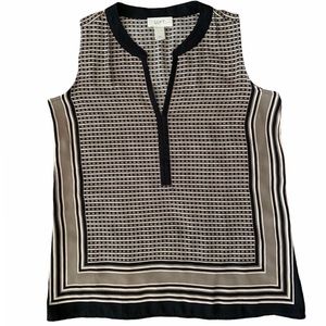 LOFT Handkerchief Top - Black, Greige, Cream